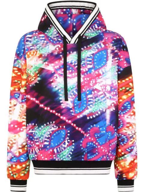 luminaire-print stretch-cotton hoodie by DOLCE&GABBANA