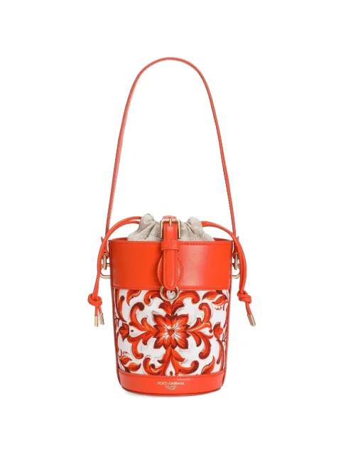 majolica-print capri canvas bucket bag by DOLCE&GABBANA