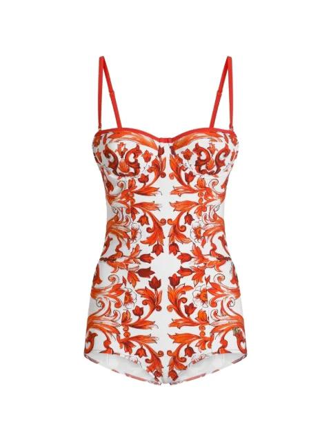 majolica-print one-piece swimsuit by DOLCE&GABBANA