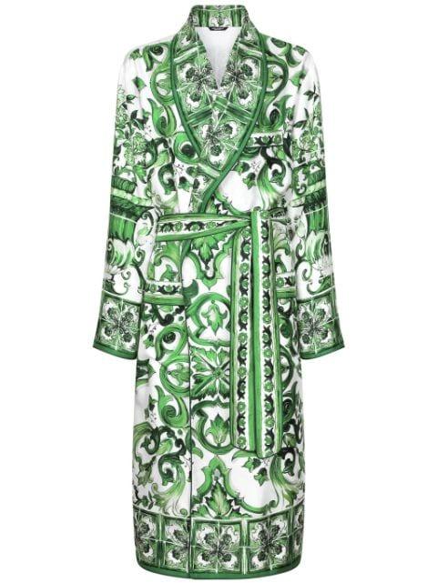 majolica-print silk robe by DOLCE&GABBANA