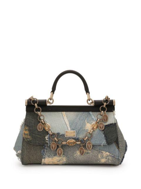 medium Sicily denim patchwork cross body bag by DOLCE&GABBANA