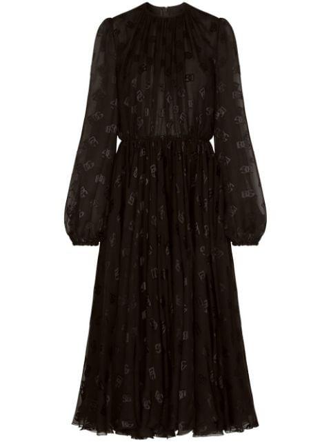 midi DG-logo satin dress by DOLCE&GABBANA