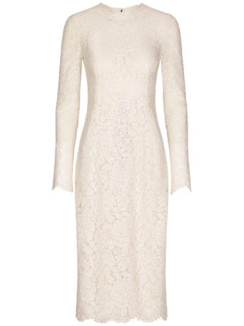 midi floral-lace long-sleeve dress by DOLCE&GABBANA