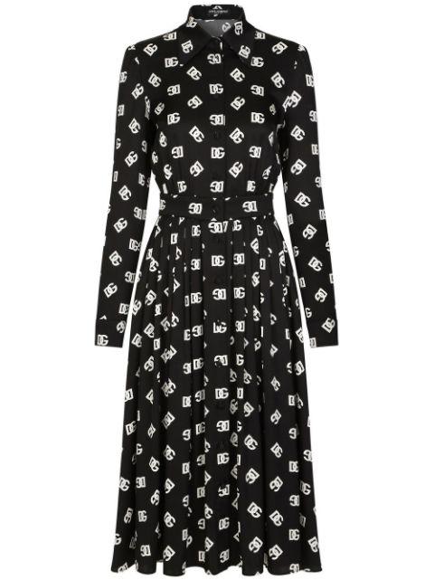 midi logo-print belted dress by DOLCE&GABBANA