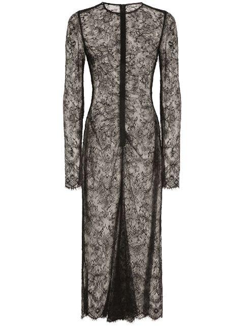 midi semi-sheer lace dress by DOLCE&GABBANA