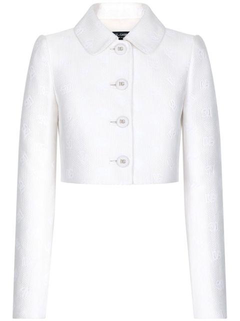 monogram-jacquard button-down cropped jacket by DOLCE&GABBANA