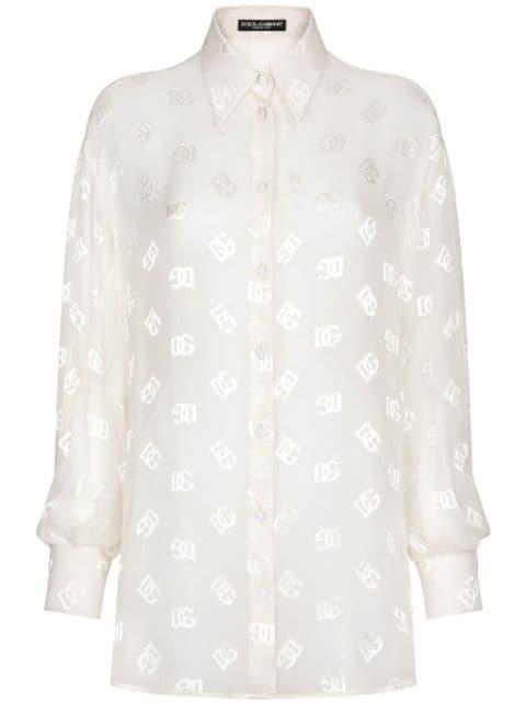 monogram-jacquard semi-sheered shirt by DOLCE&GABBANA