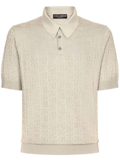 monogram-jacquard silk polo shirt by DOLCE&GABBANA
