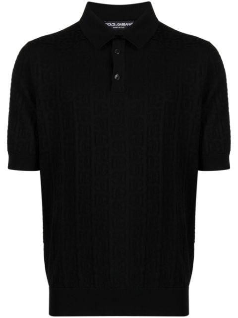 monogram-jacquard silk polo shirt by DOLCE&GABBANA