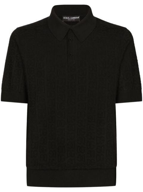 monogram-jacquard silk polo shirt by DOLCE&GABBANA