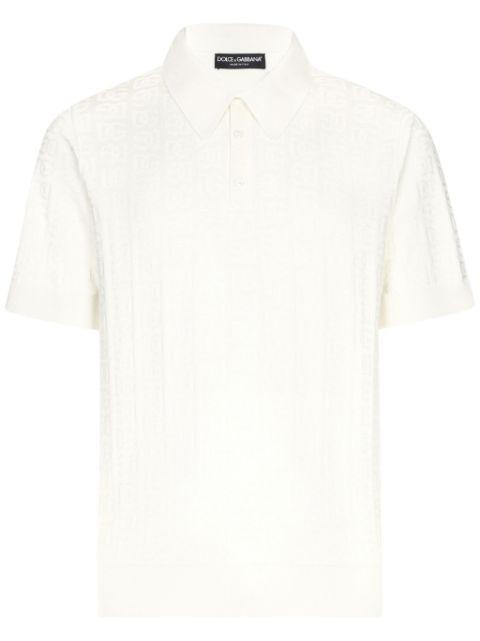 monogram-jacquard silk polo shirt by DOLCE&GABBANA