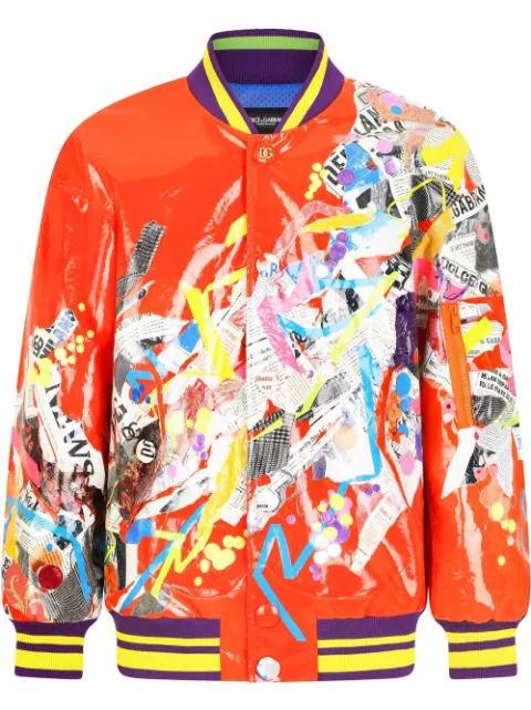 newspaper-print graffiti-style bomber jacket by DOLCE&GABBANA