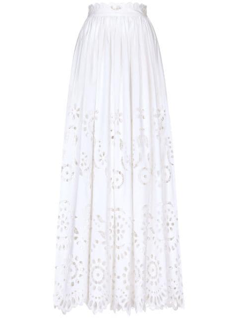 openwork-embroidery pleated maxi skirt by DOLCE&GABBANA