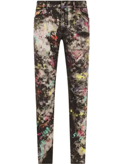 paint-print slim fit jeans by DOLCE&GABBANA