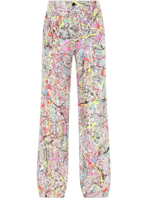 paint splatter wide leg suit trousers by DOLCE&GABBANA