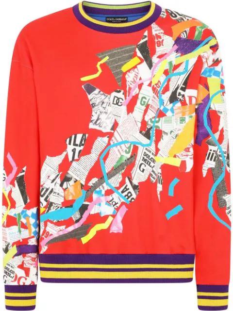 patchwork-print crewneck sweatshirt by DOLCE&GABBANA