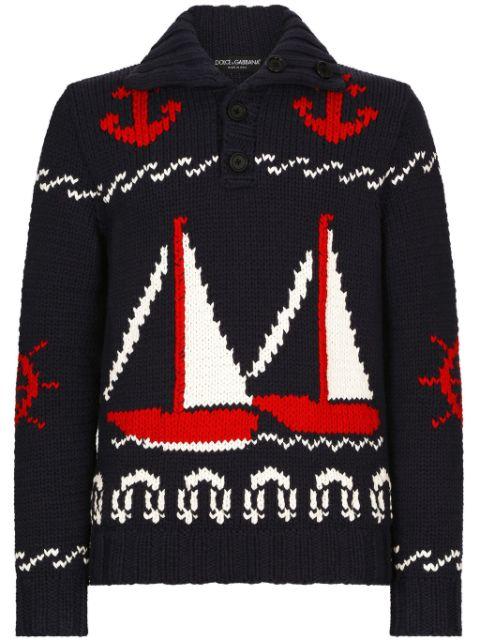 patterned intarsia-knit cotton jumper by DOLCE&GABBANA