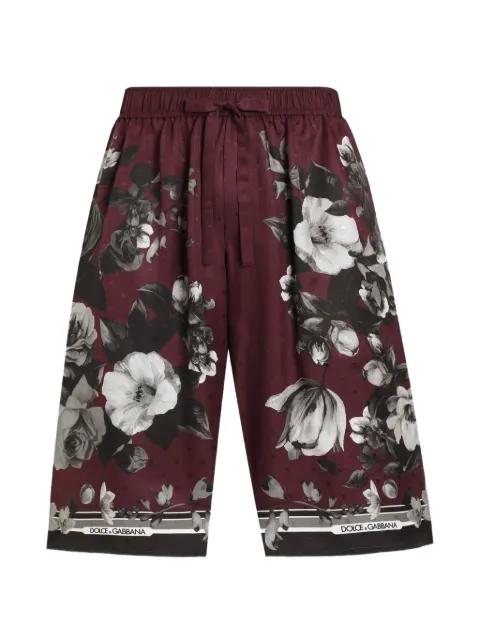 peony ramage-print vanity twill trousers by DOLCE&GABBANA