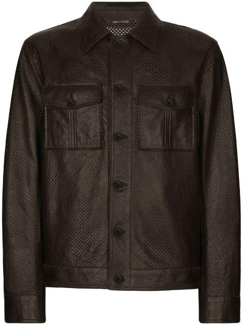 perforated leather shirt jacket by DOLCE&GABBANA
