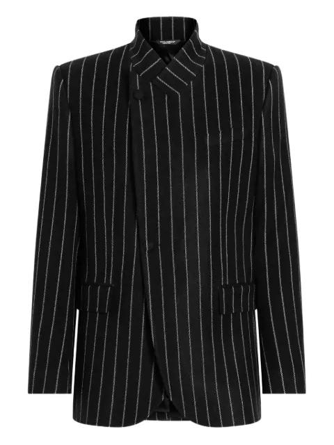 pinstripe-pattern mandarin-collar blazer by DOLCE&GABBANA