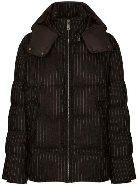 pinstriped puffer jacket by DOLCE&GABBANA