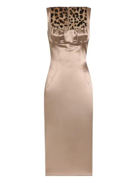 pleat-detail satin midi dress by DOLCE&GABBANA