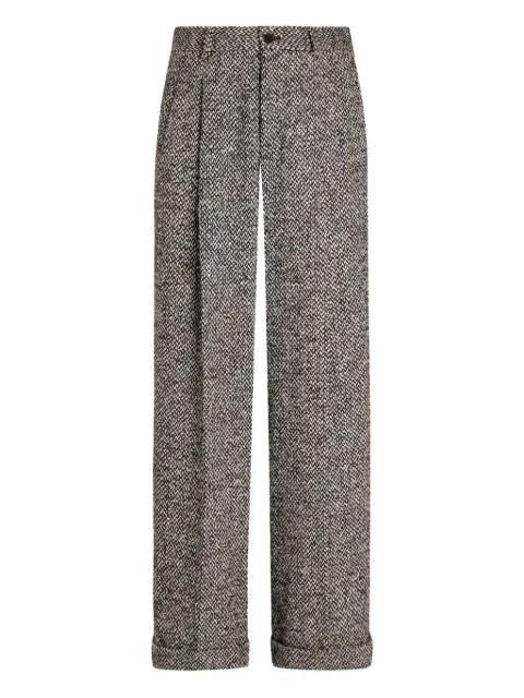 pleated-front herringbone trousers by DOLCE&GABBANA