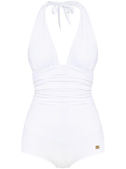 plunge-neck swimsuit by DOLCE&GABBANA