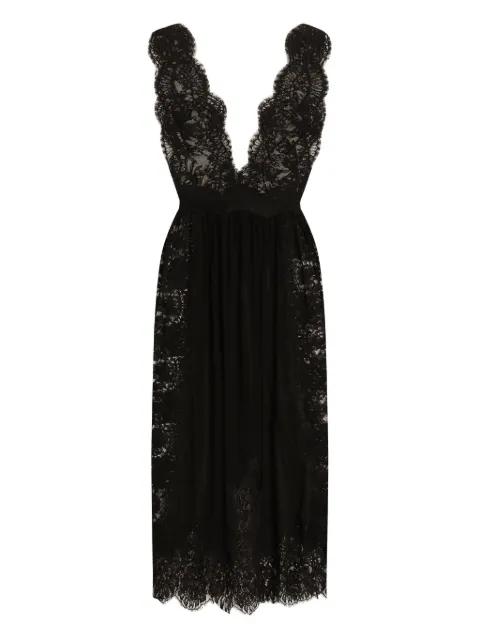 plunge-neckline lace dress by DOLCE&GABBANA