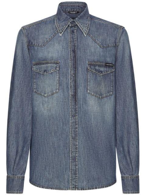 point-collar denim shirt by DOLCE&GABBANA