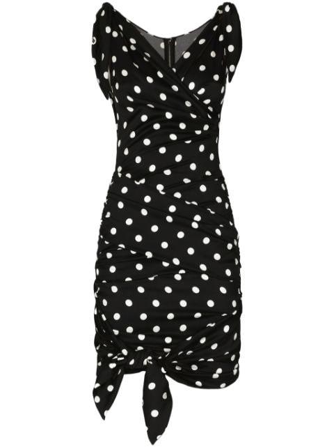 polka-dot draped mini dress by DOLCE&GABBANA