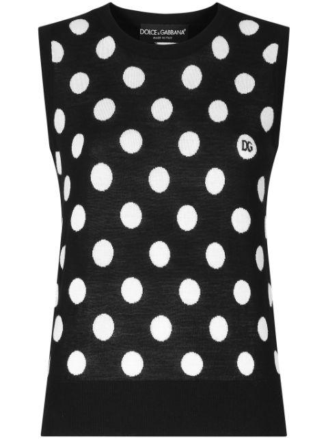 polka-dot knitted vest by DOLCE&GABBANA