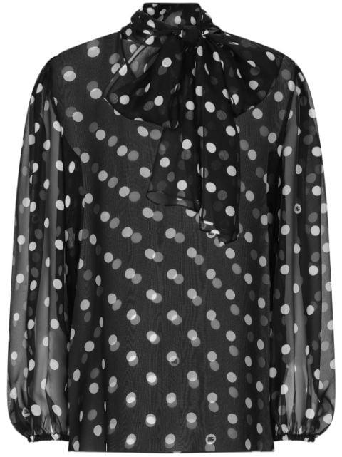 polka-dot print pussy-bow shirt by DOLCE&GABBANA
