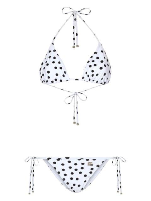 polka dot-print triangle-cup bikini set by DOLCE&GABBANA