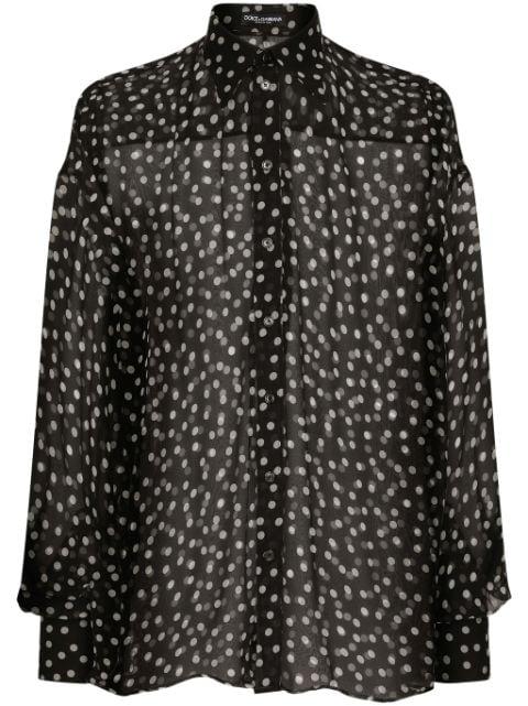 polka-dot sheer chiffon shirt by DOLCE&GABBANA