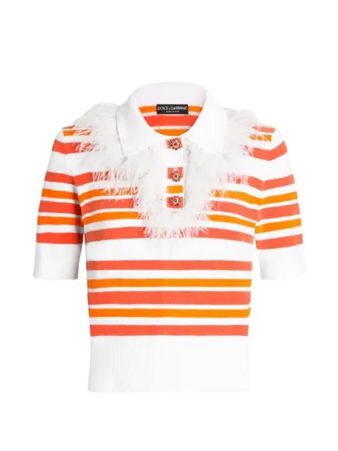 polo shirt pullover in striped knit by DOLCE&GABBANA