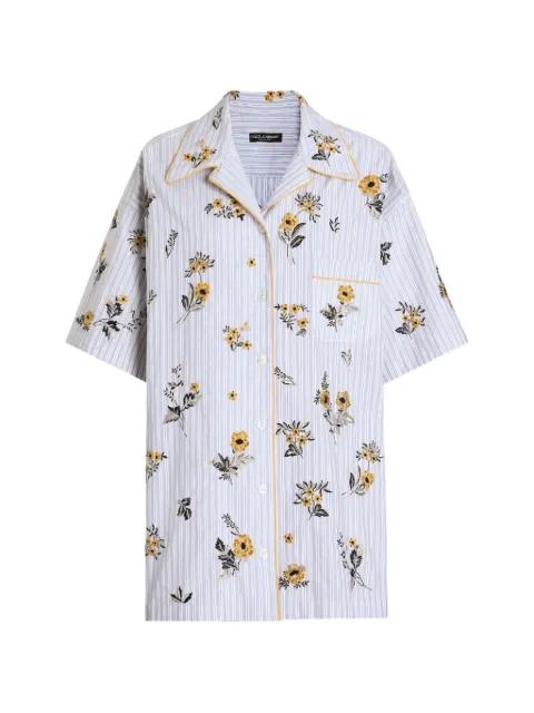 poplin shirt with floral embroidery by DOLCE&GABBANA