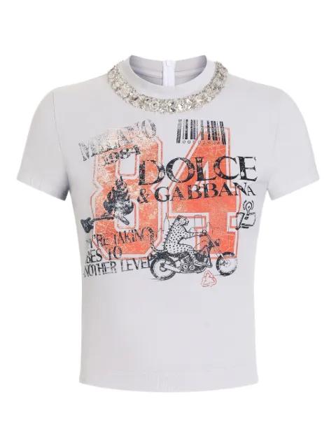 print-detail embellished T-shirt by DOLCE&GABBANA