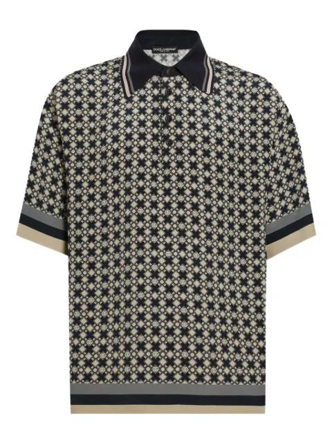 printed marocain crêpe polo shirt by DOLCE&GABBANA