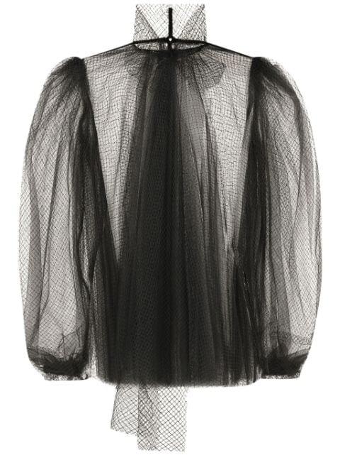 pussy-bow mesh blouse by DOLCE&GABBANA