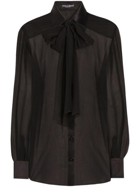 pussy-bow silk chiffon shirt by DOLCE&GABBANA