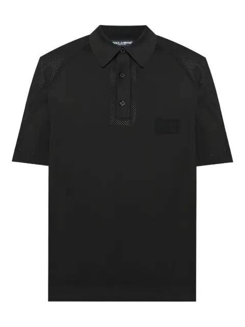 raglan-sleeve mesh-panel polo shirt by DOLCE&GABBANA