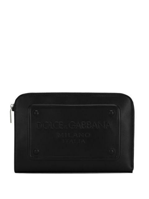 raised-logo leather clutch by DOLCE&GABBANA