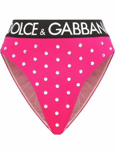 rhinestone-embellished high-waisted briefs by DOLCE&GABBANA