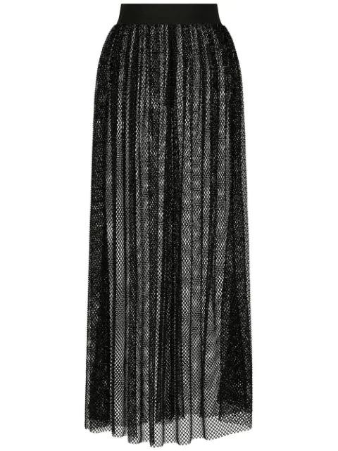 rhinestone-embellished mesh maxi skirt by DOLCE&GABBANA