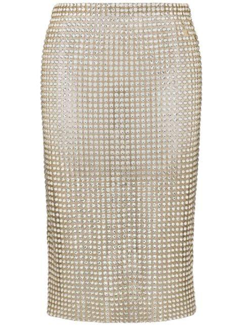 rhinestone mesh midi skirt by DOLCE&GABBANA