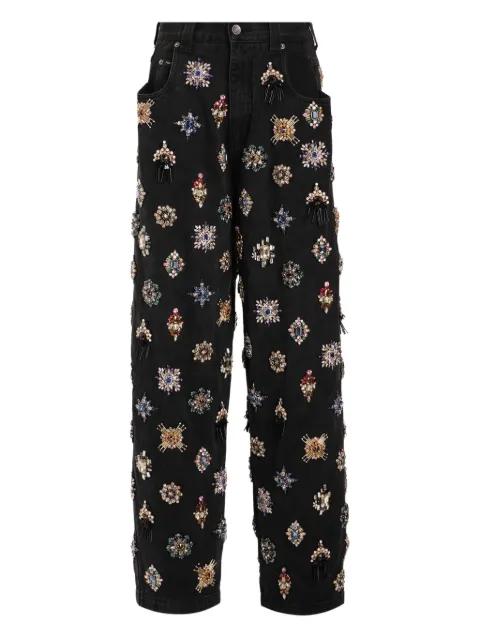 rhinestones-embellished l jeans by DOLCE&GABBANA