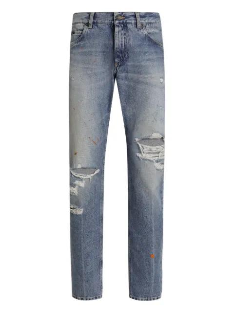 ripped logo-plaque jeans by DOLCE&GABBANA