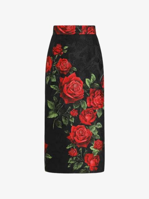 rose-print brocade skirt by DOLCE&GABBANA