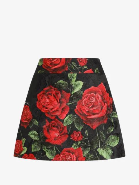 rose-print brocade skirt by DOLCE&GABBANA